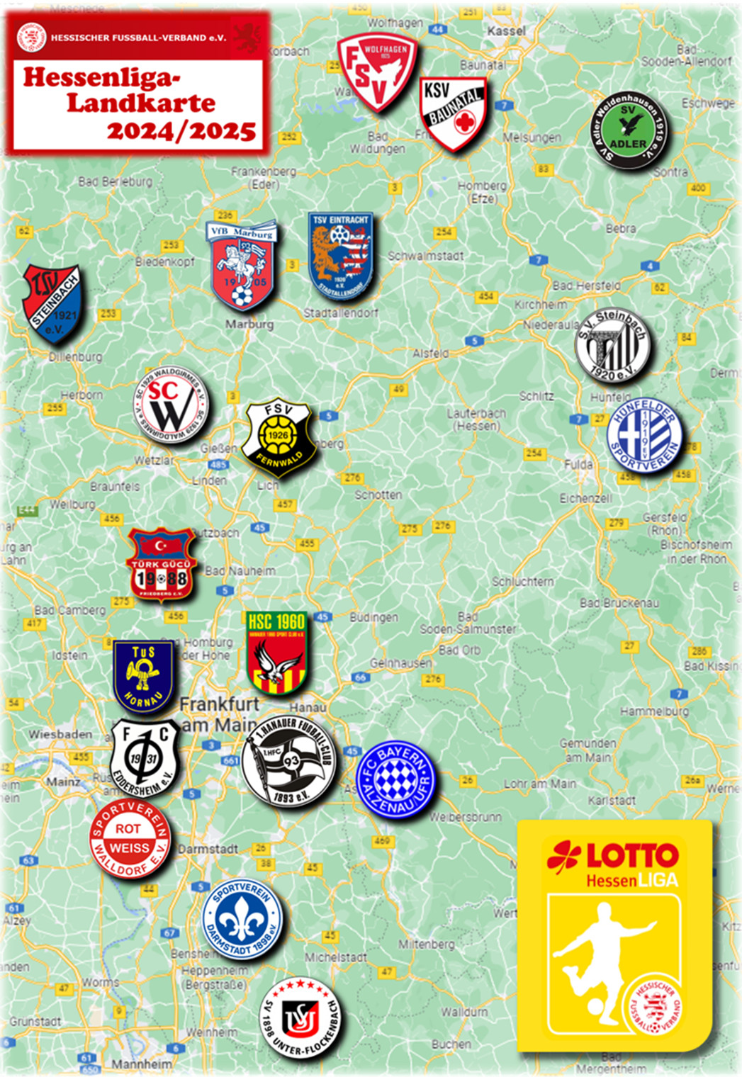 Landkarte LOTTO-Hessenliga 24-25