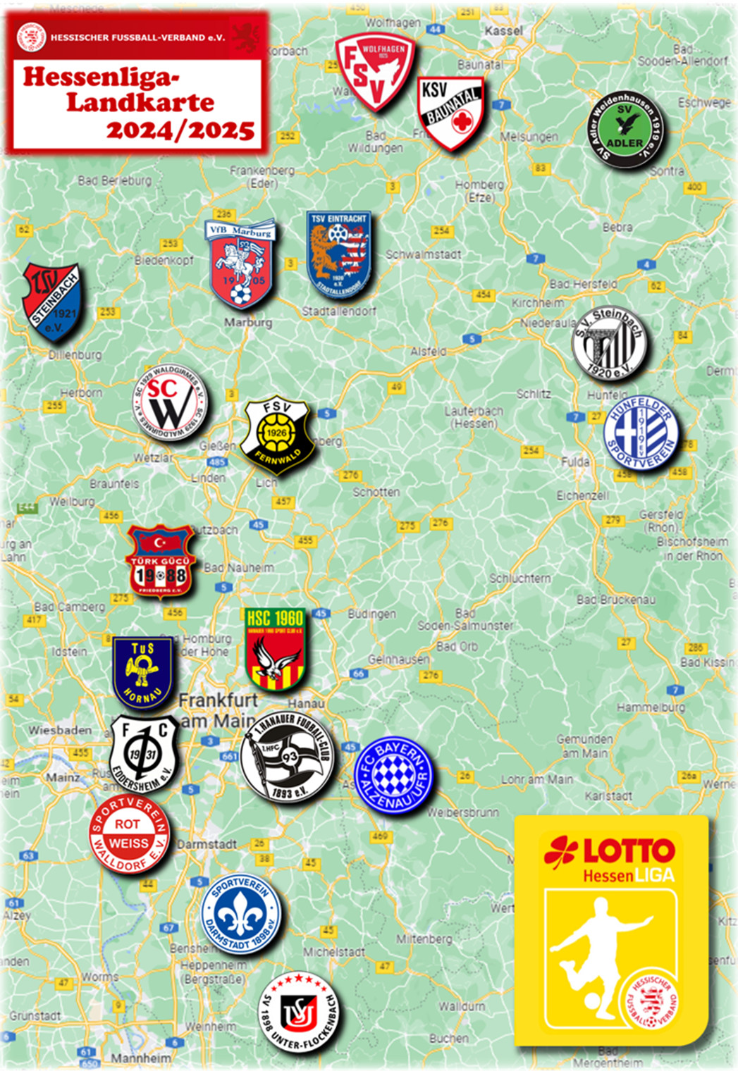 Landkarte LOTTO-Hessenliga 24-25