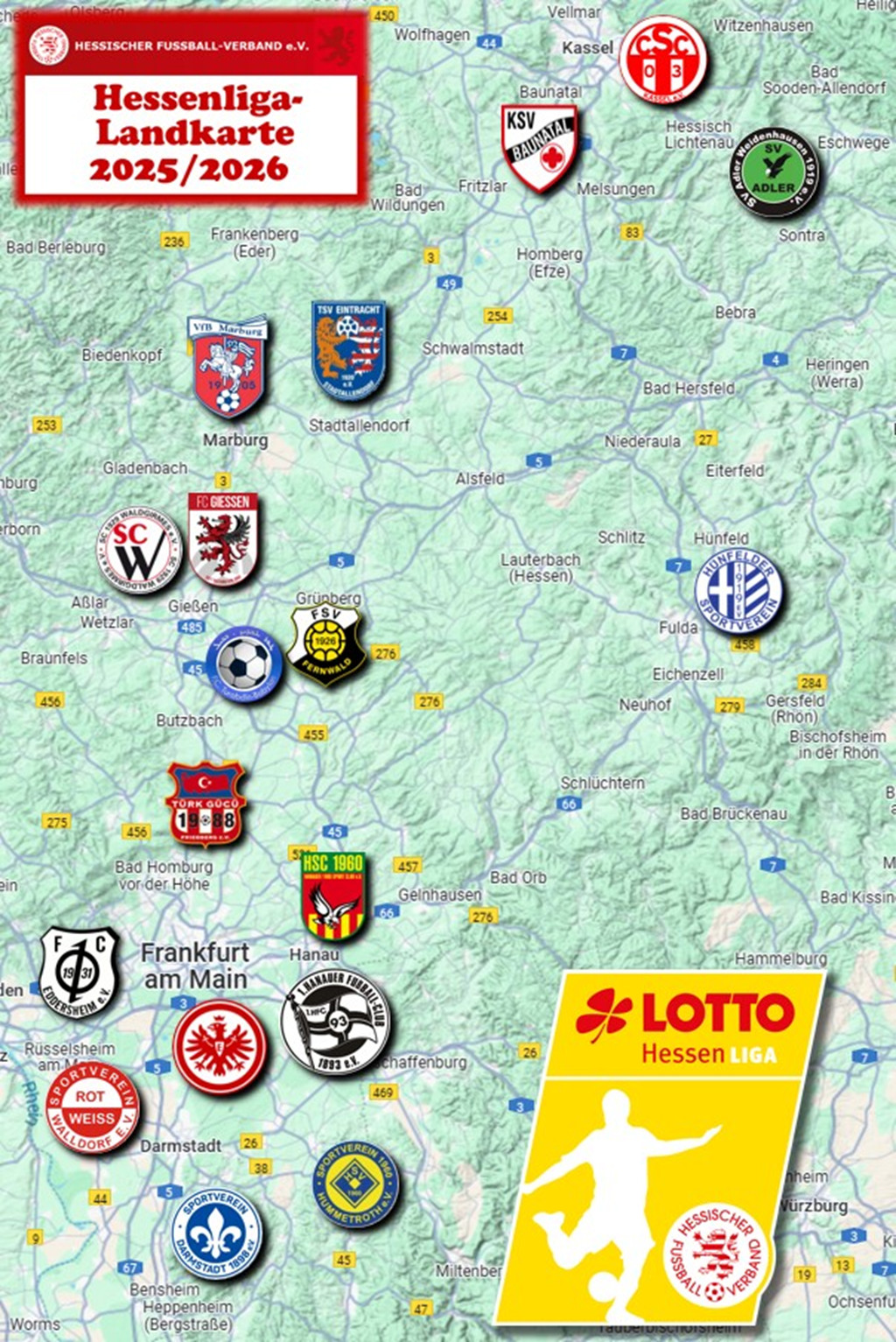 Landkarte LOTTO-Hessenliga 24-25