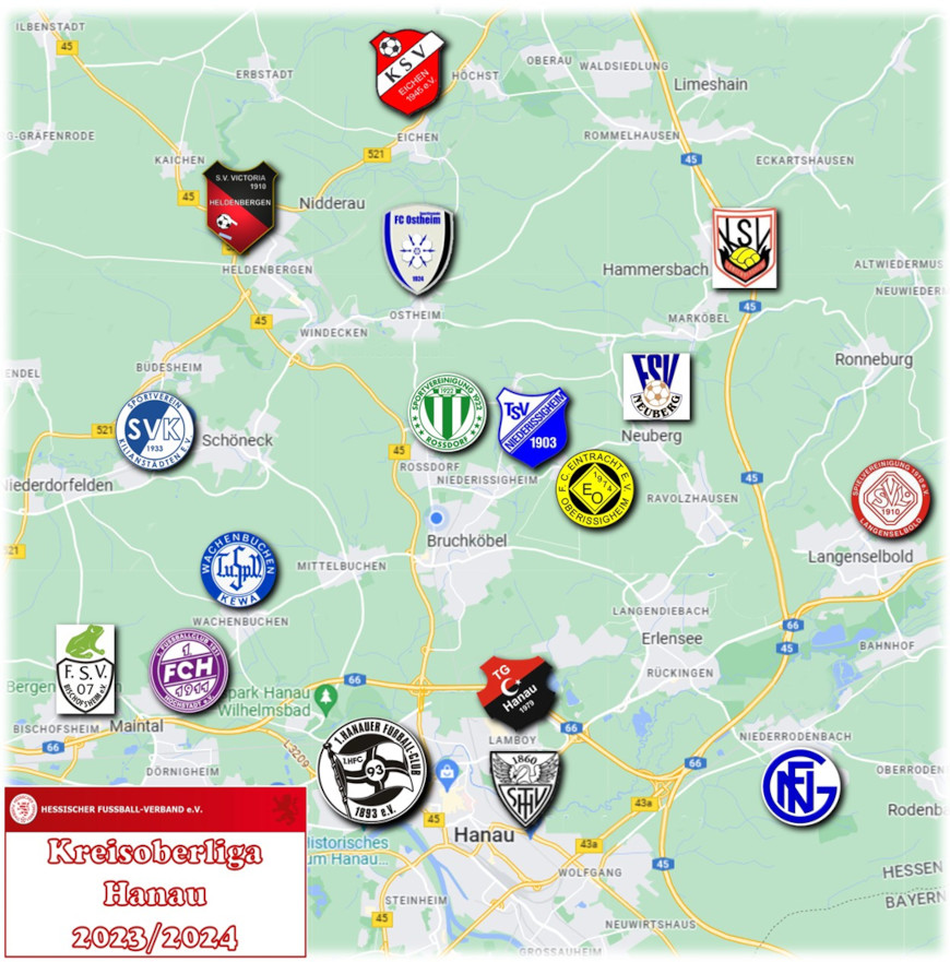 Landkarte Kreisoberliga Hanau 23-24