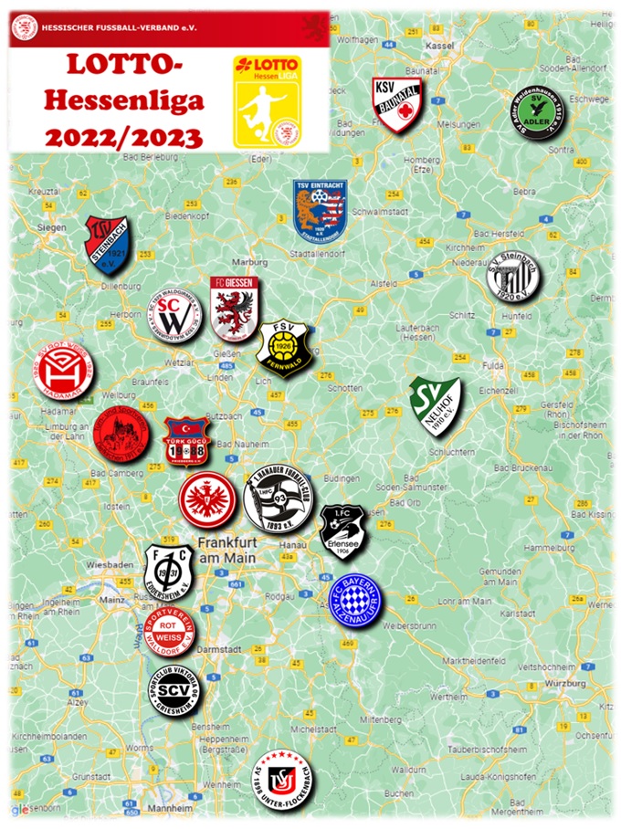 Landkarte LOTTO-Hessenliga 2020-2021